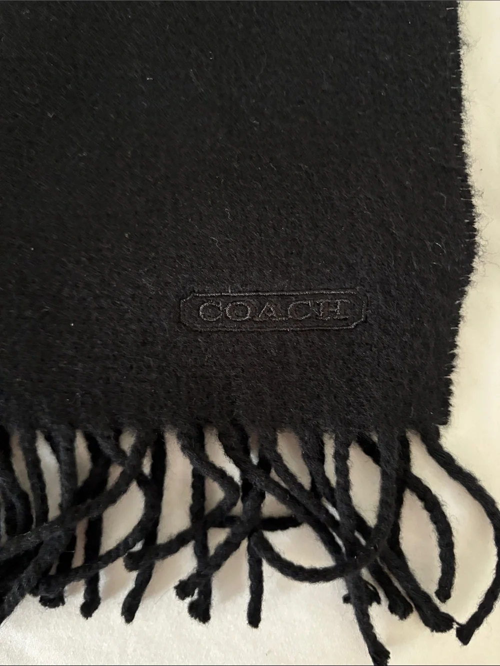 Men’s Coach Cashmere Scarf with Brown & Gray Stripe Accents